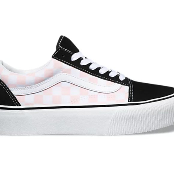 platform pink checkered vans